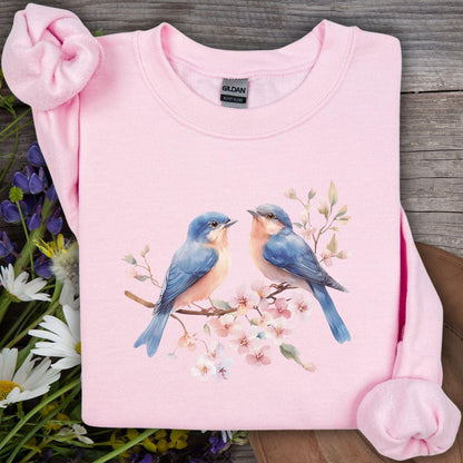 Blue Birds on Cherry Blossoms Sweatshirt