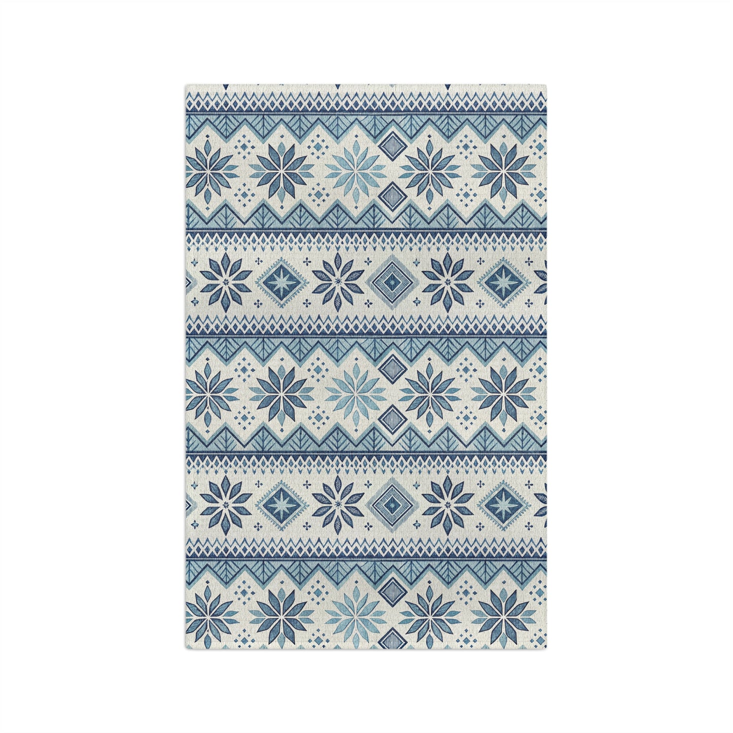 Blue Fair Isle Winter Microfiber Tea Towel