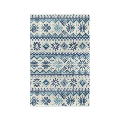 Blue Fair Isle Winter Microfiber Tea Towel