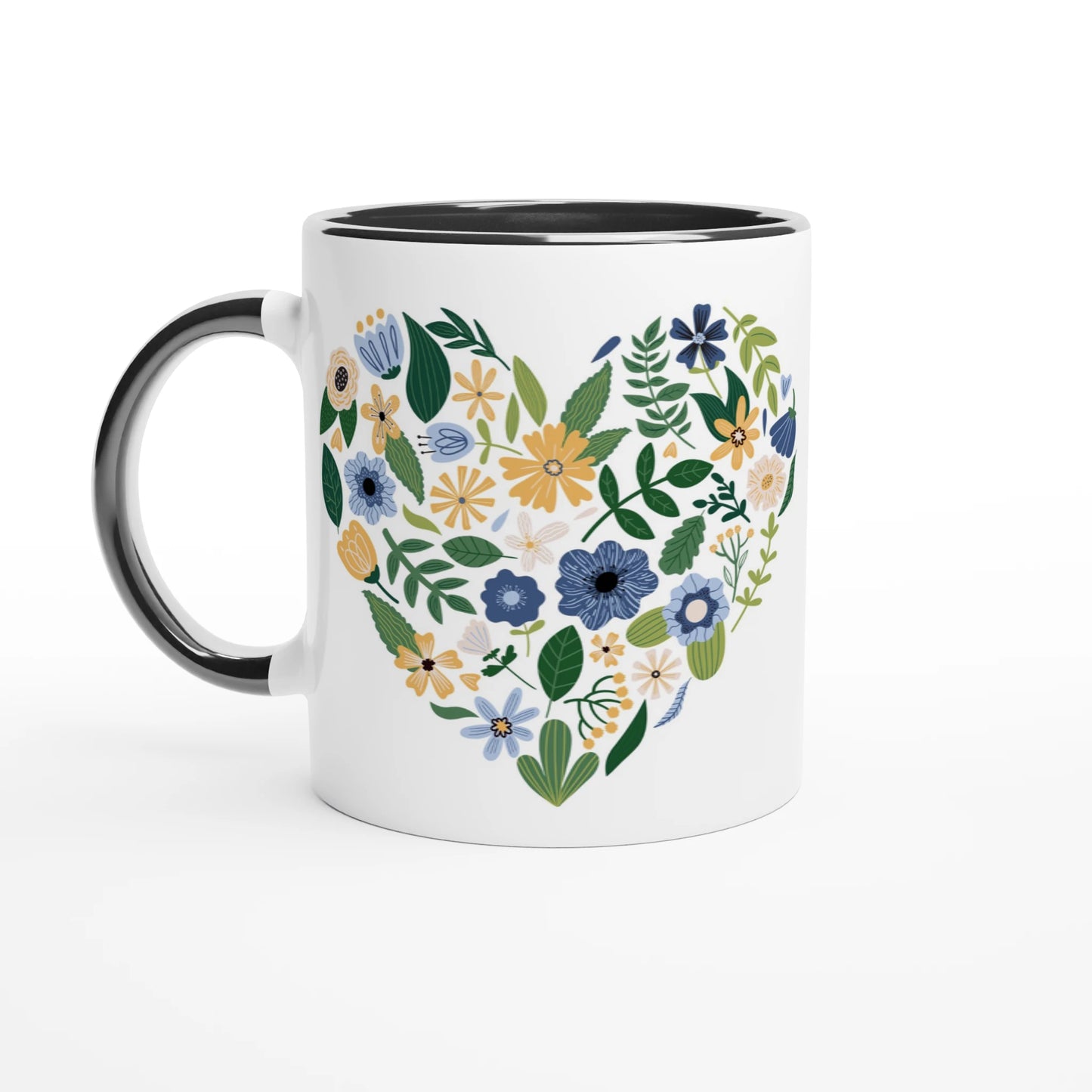 Blue Floral Heart Mug