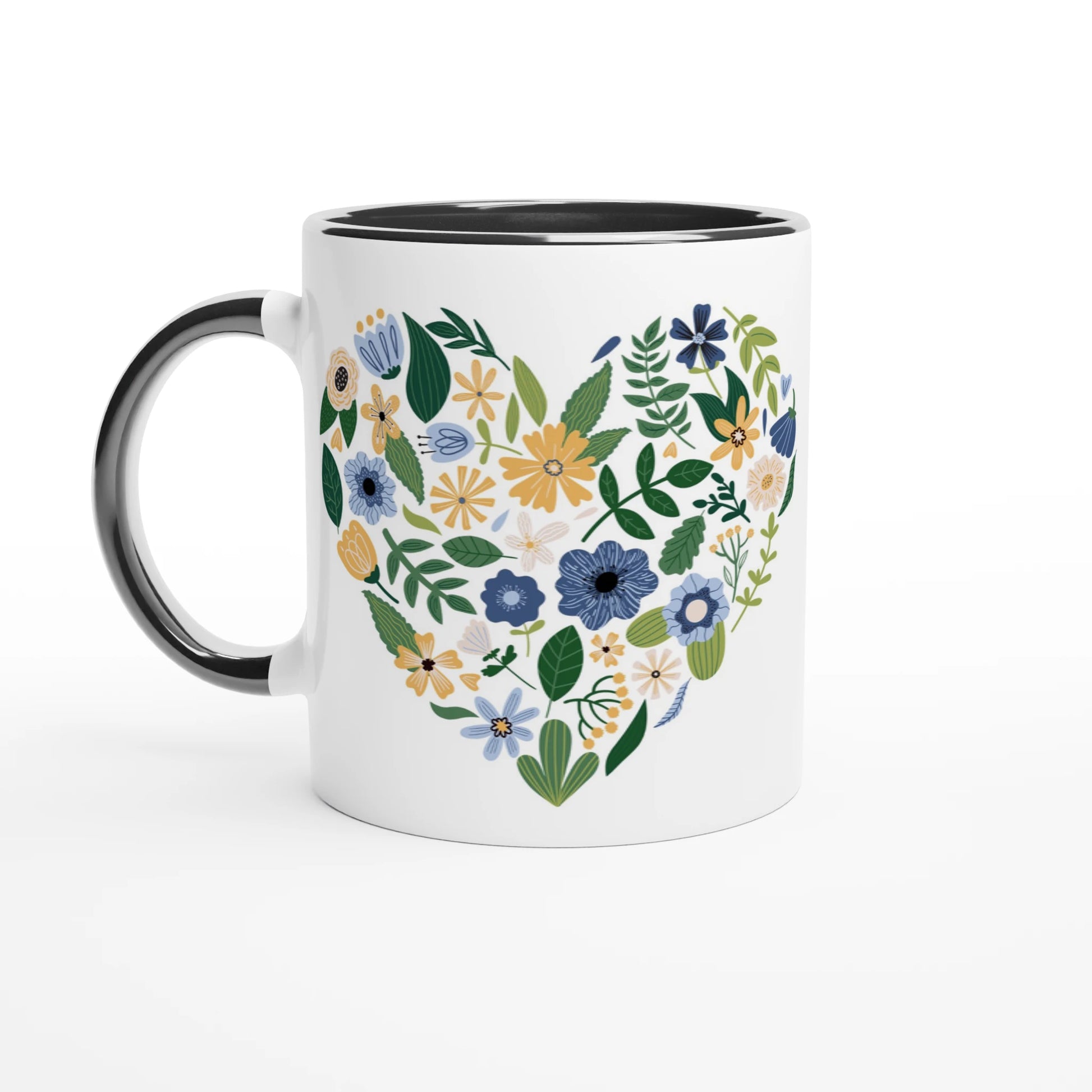 Blue Floral Heart Mug