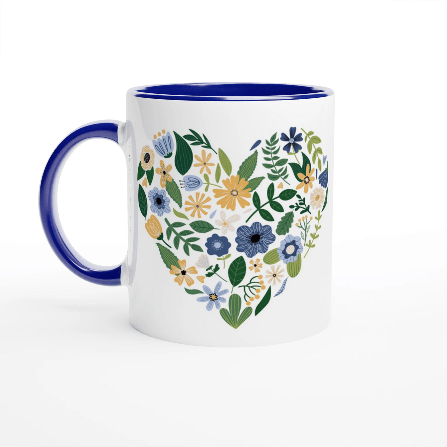 Blue Floral Heart Mug