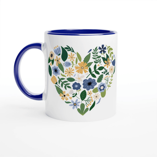 Blue Floral Heart Mug