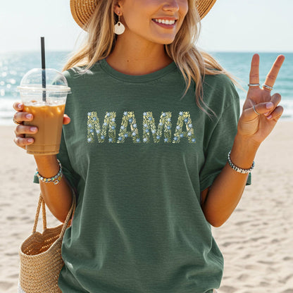 Blue Floral Mama T-Shirt