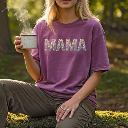 Blue Floral Mama T-Shirt