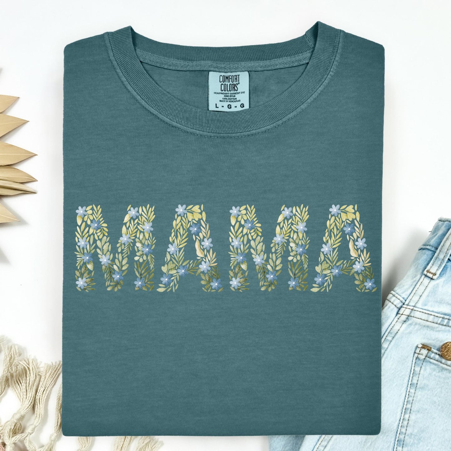 Blue Floral Mama T-Shirt