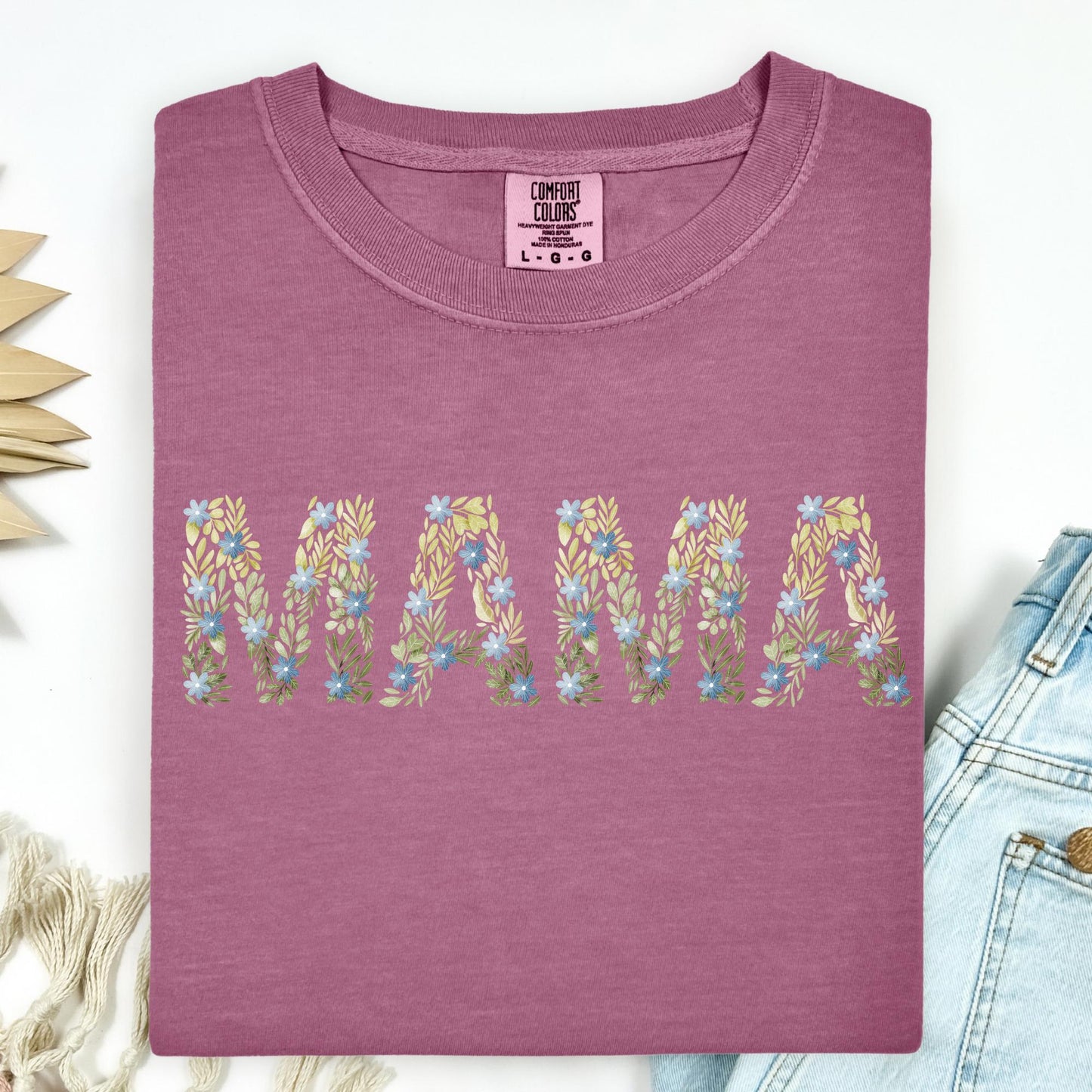 Blue Floral Mama T-Shirt