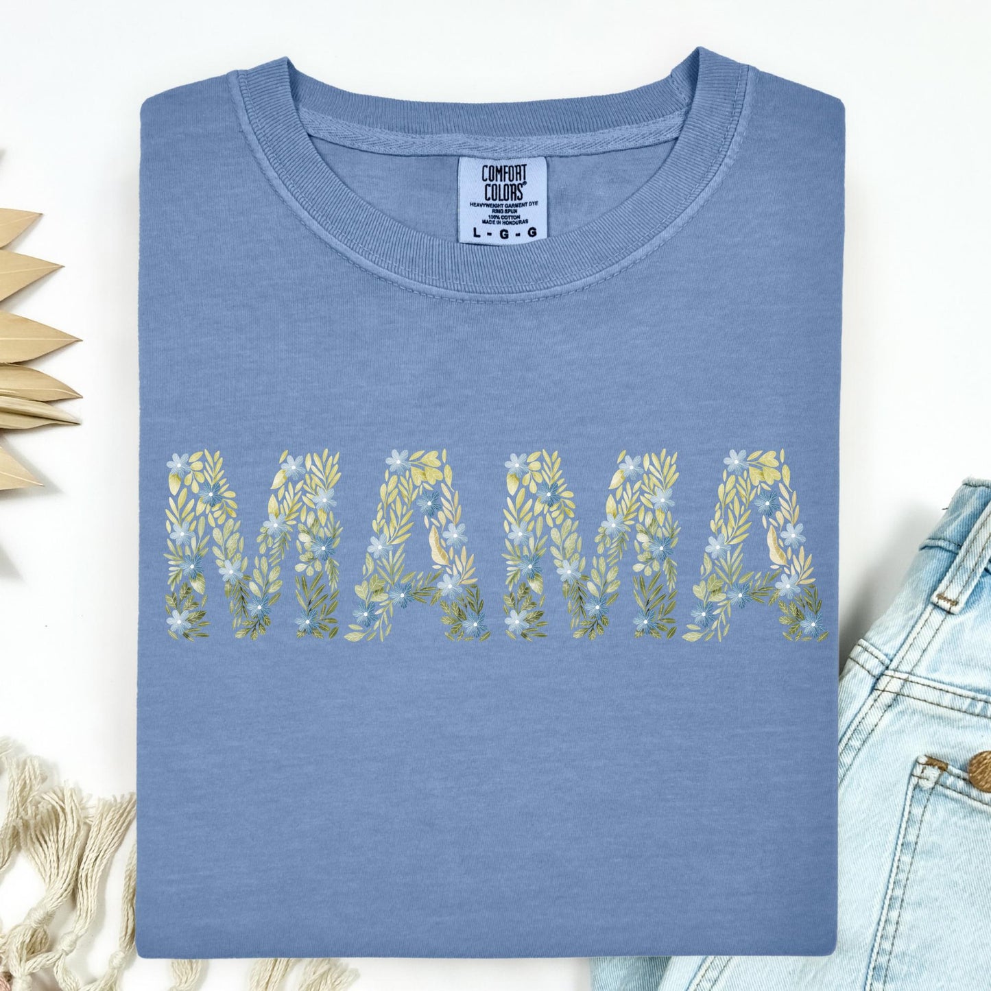 Blue Floral Mama T-Shirt