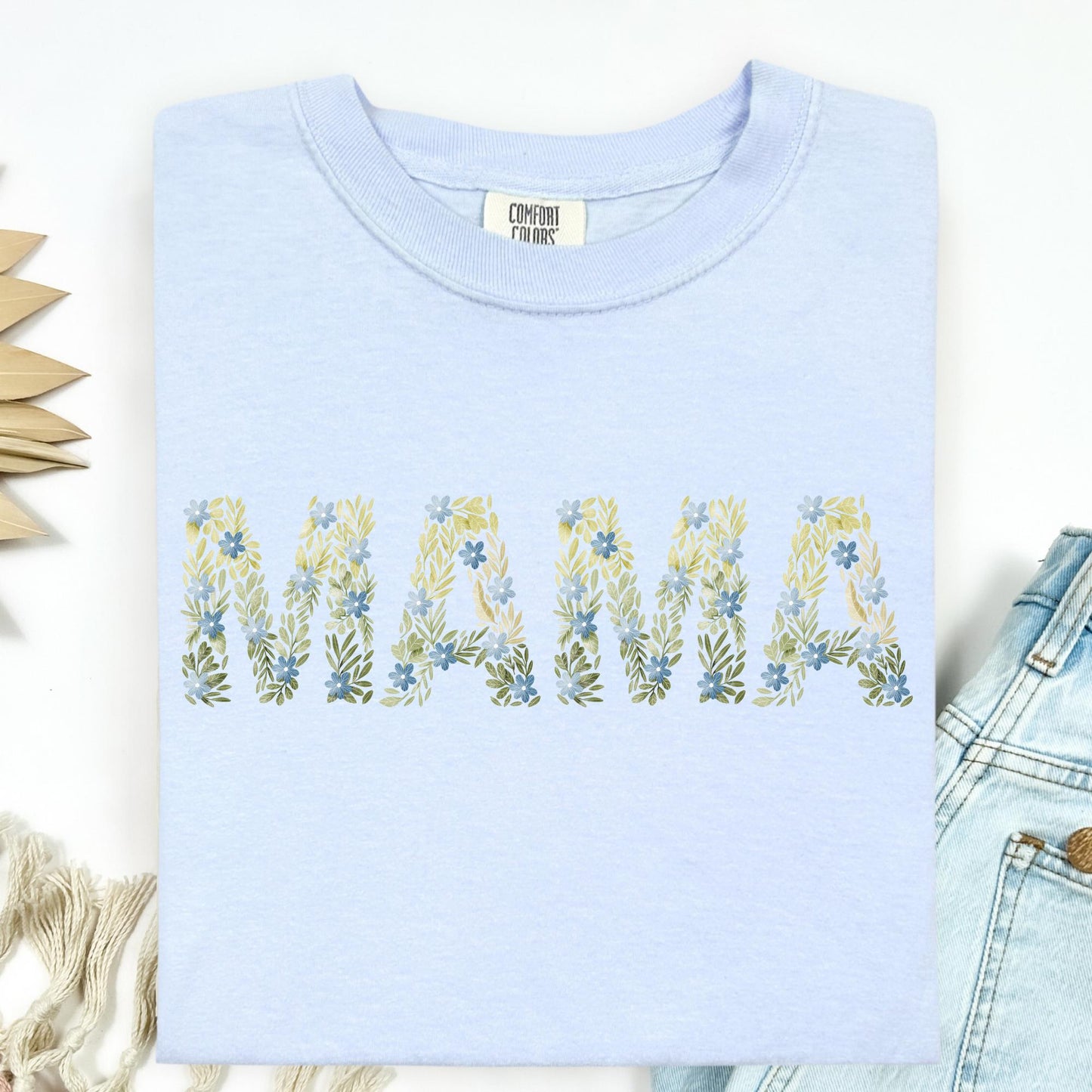 Blue Floral Mama T-Shirt