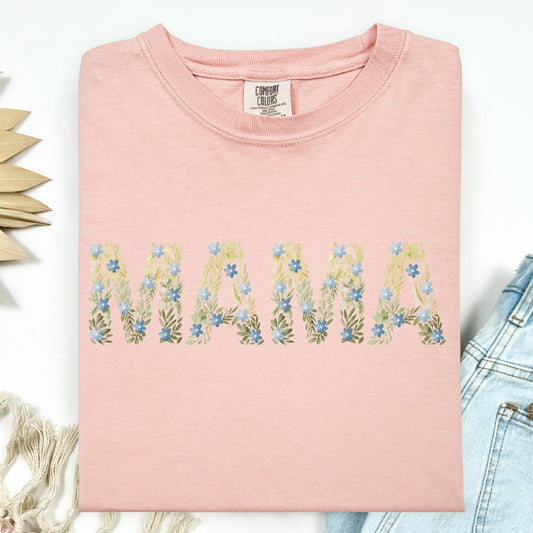 Blue Floral Mama T-Shirt