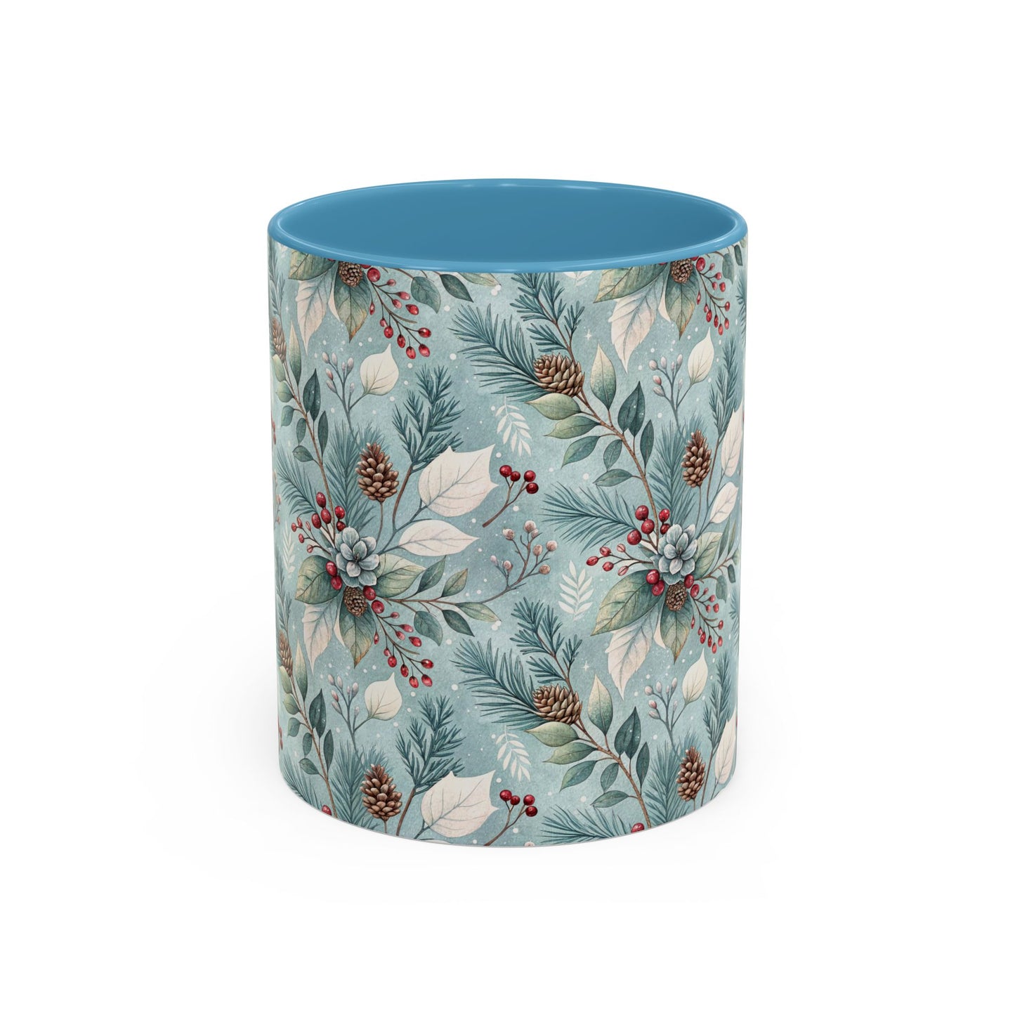 Blue Winter Foliage with Berries & Pinecones 11 & 15 oz. Mug
