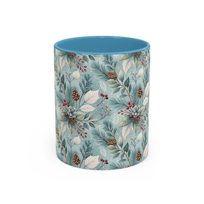 Blue Winter Foliage with Berries & Pinecones 11 & 15 oz. Mug