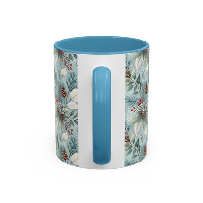 Blue Winter Foliage with Berries & Pinecones 11 & 15 oz. Mug