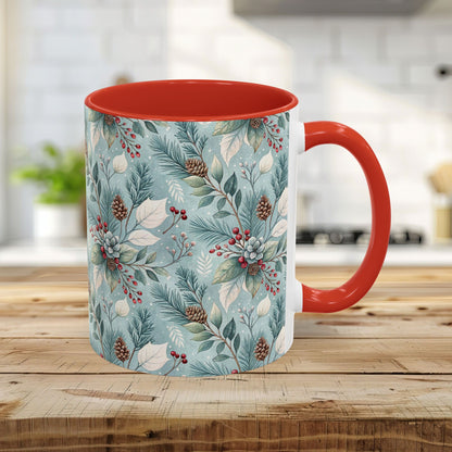 Blue Winter Foliage with Berries & Pinecones 11 & 15 oz. Mug