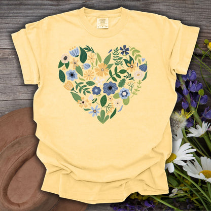 Blue & Yellow Floral Heart T-Shirt