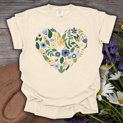 Blue & Yellow Floral Heart T-Shirt