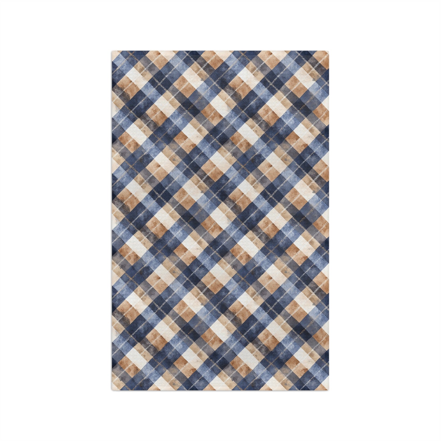 Blue and Taupe Plaid Microfiber Tea Towel