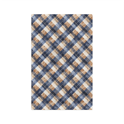 Blue and Taupe Plaid Microfiber Tea Towel