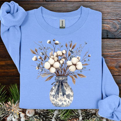 Blue and White Winter Bouquet Sweatshirt
