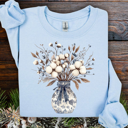 Blue and White Winter Bouquet Sweatshirt
