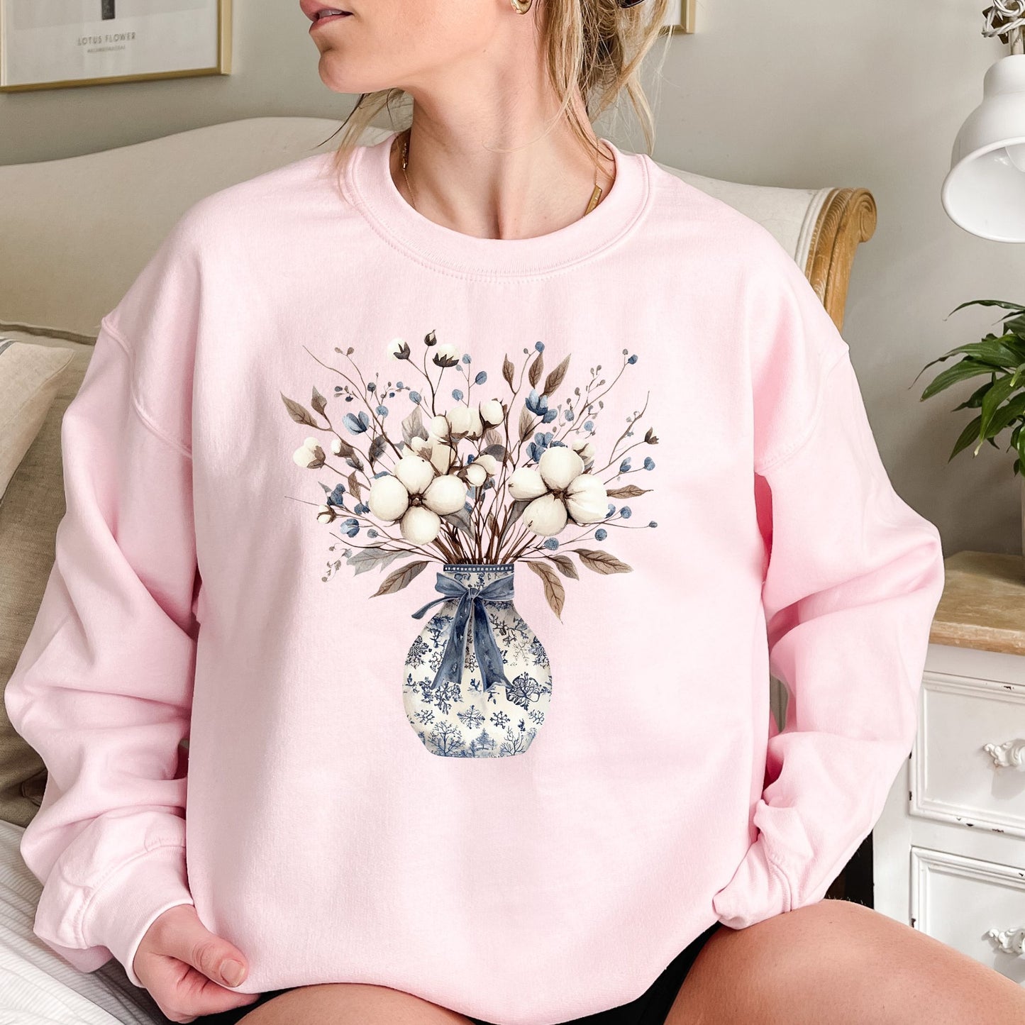 Blue and White Winter Bouquet Sweatshirt