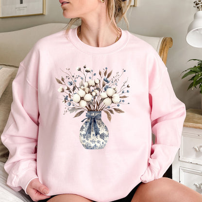 Blue and White Winter Bouquet Sweatshirt