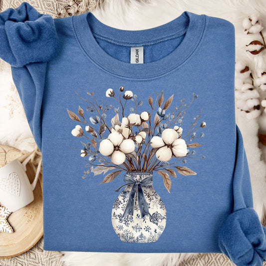 Blue and White Winter Bouquet Sweatshirt