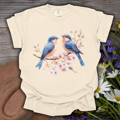 Bluebirds on Cherry Blossoms T-Shirt