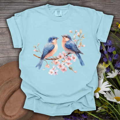 Bluebirds on Cherry Blossoms T-Shirt