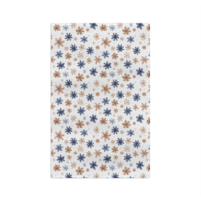Boho Blue Taupe Snowflake Microfiber Tea Towel