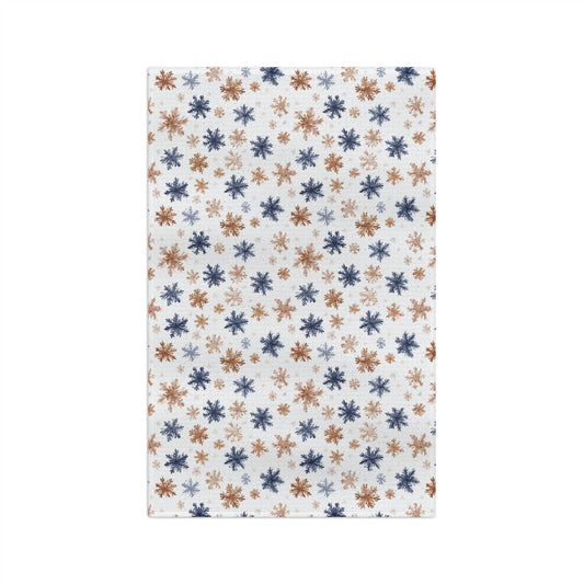 Boho Blue Taupe Snowflake Microfiber Tea Towel