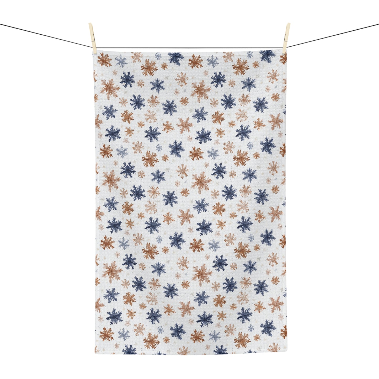 Boho Blue Taupe Snowflake Microfiber Tea Towel