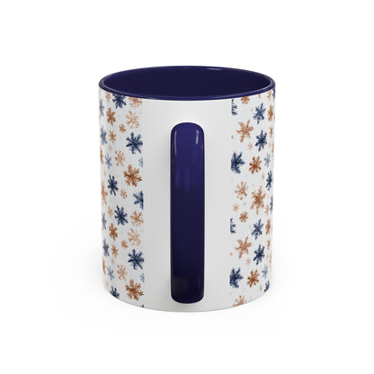 Boho Blue & Taupe Snowflakes 11 & 15 oz. Mug