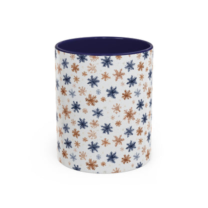 Boho Blue & Taupe Snowflakes 11 & 15 oz. Mug