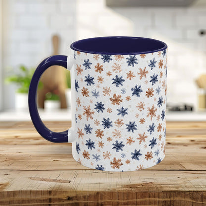Boho Blue & Taupe Snowflakes 11 & 15 oz. Mug