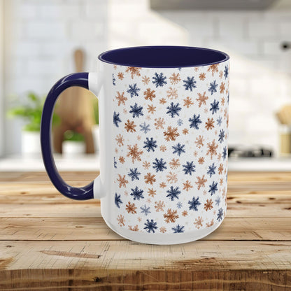 Boho Blue & Taupe Snowflakes 11 & 15 oz. Mug