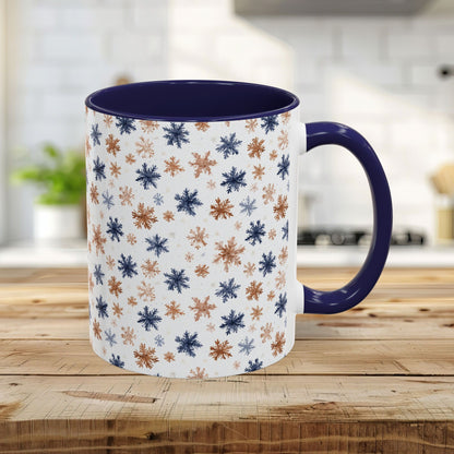 Boho Blue & Taupe Snowflakes 11 & 15 oz. Mug
