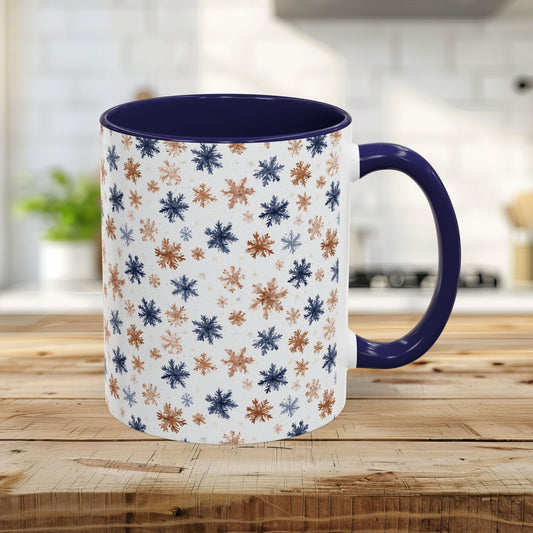 Boho Blue & Taupe Snowflakes 11 & 15 oz. Mug