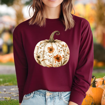 Boho Floral Pumpkin Long Sleeve Tee