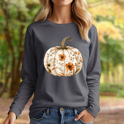 Boho Floral Pumpkin Long Sleeve Tee