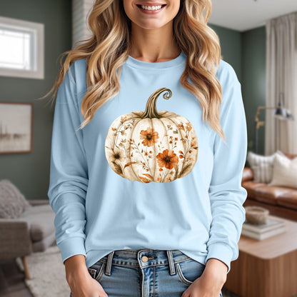 Boho Floral Pumpkin Long Sleeve Tee