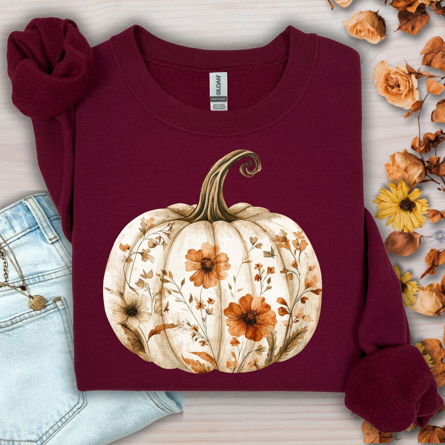 Boho Floral Pumpkin Sweatshirt