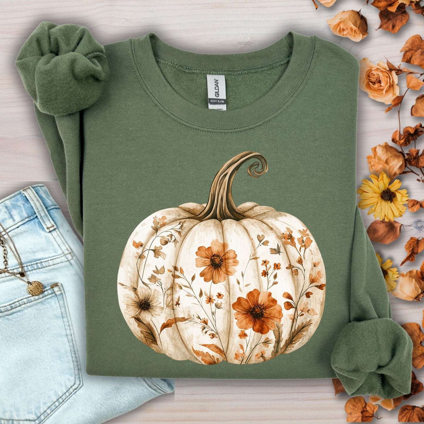 Boho Floral Pumpkin Sweatshirt