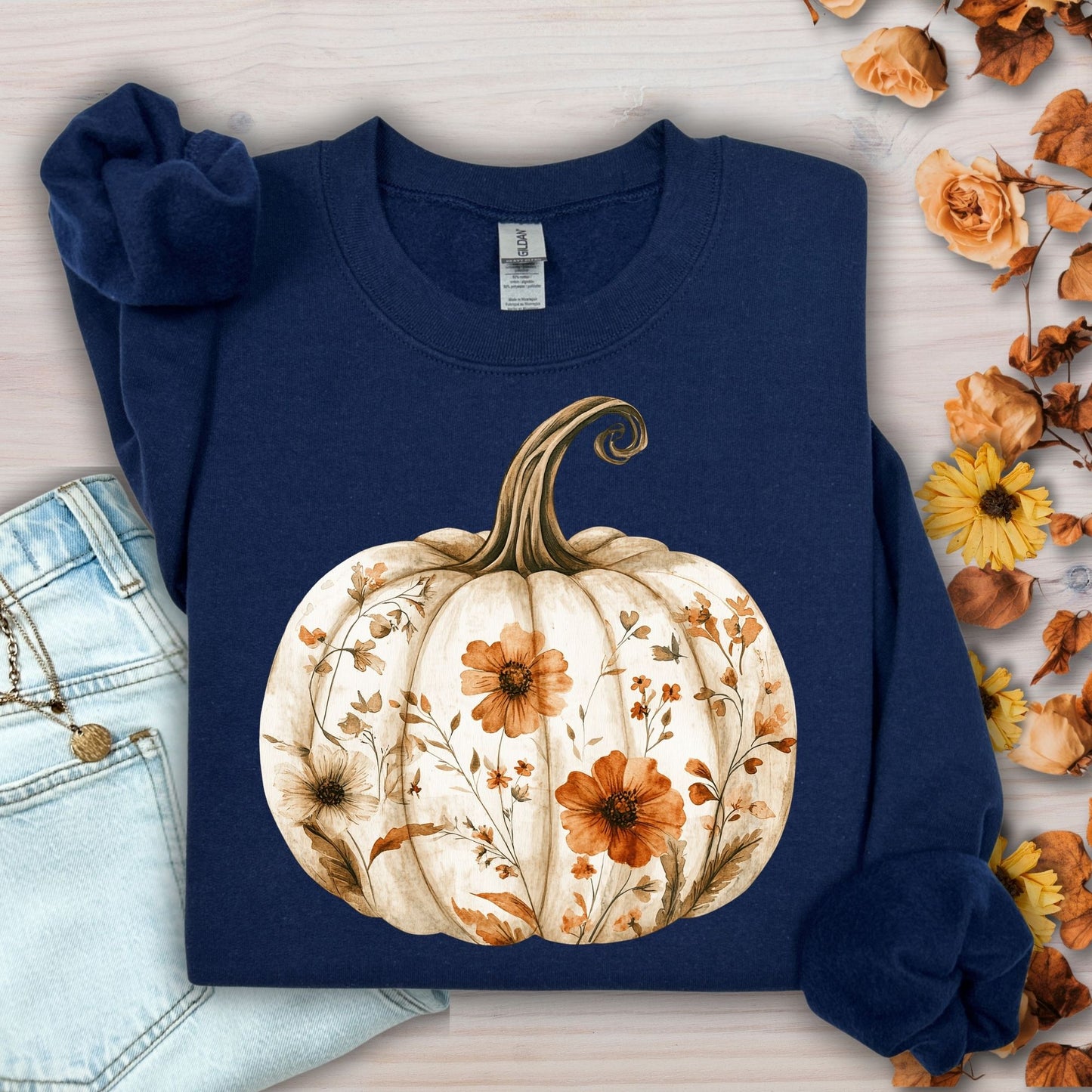 Boho Floral Pumpkin Sweatshirt