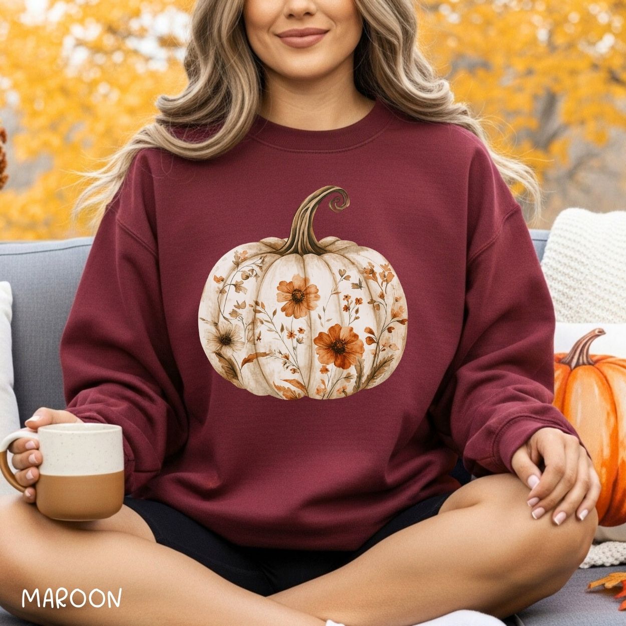 Boho Floral Pumpkin Sweatshirt