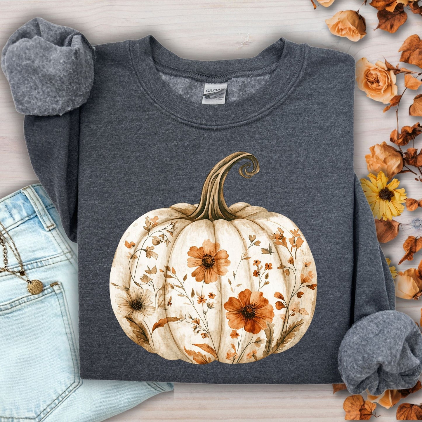 Boho Floral Pumpkin Sweatshirt