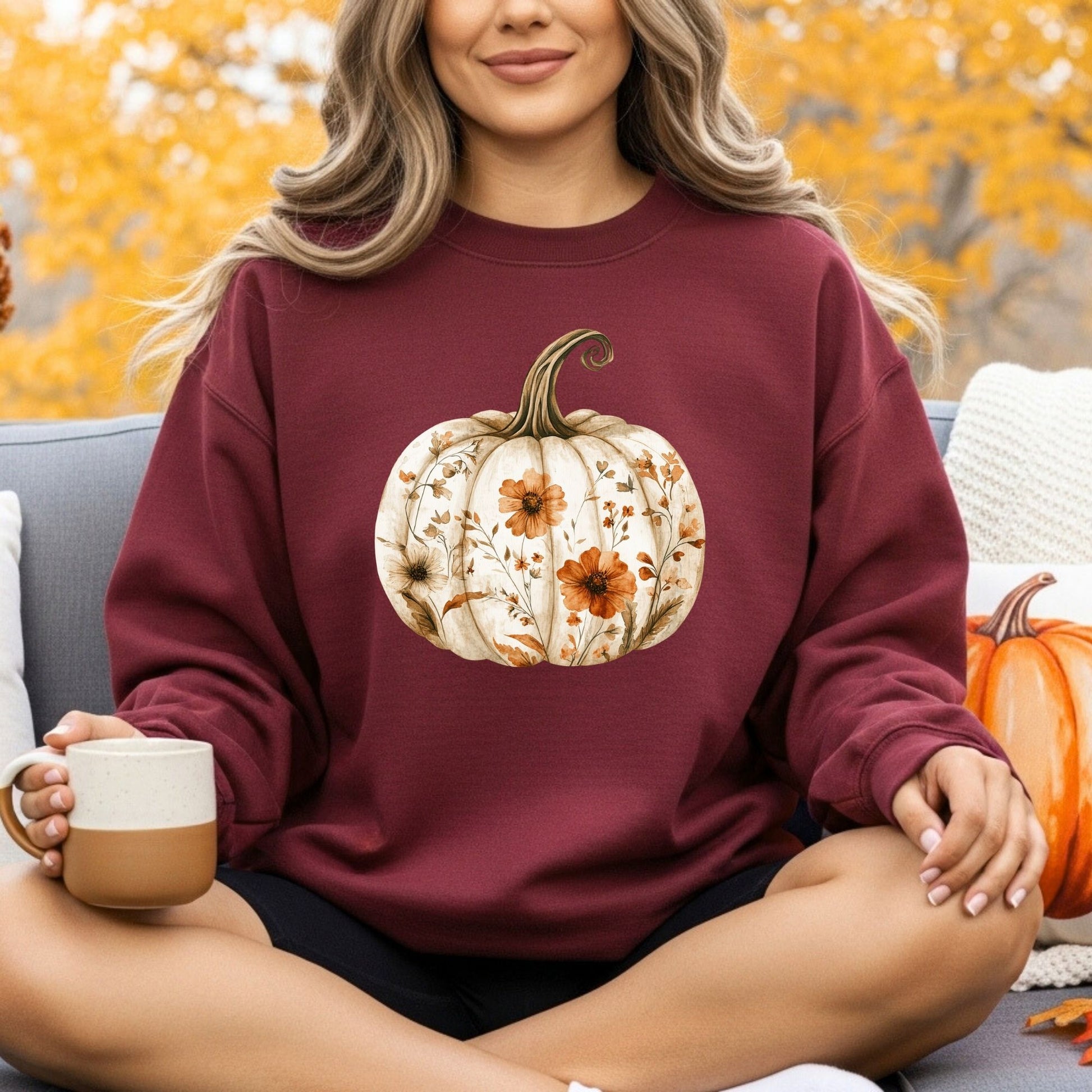 Boho Floral Pumpkin Sweatshirt