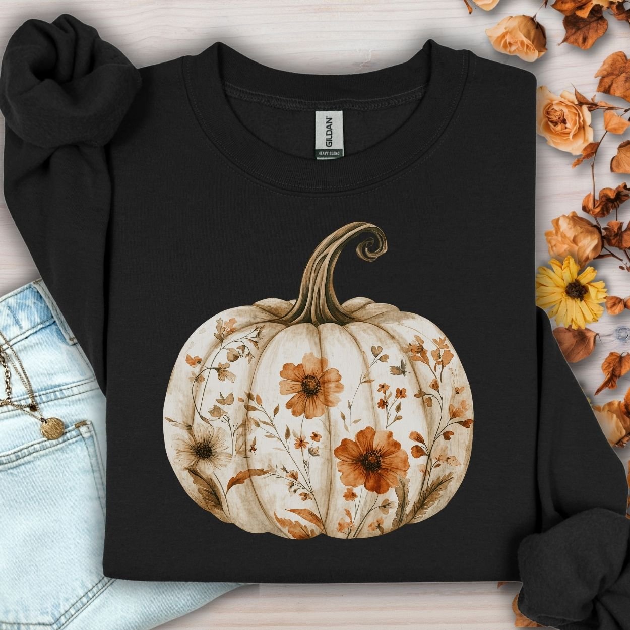 Boho Floral Pumpkin Sweatshirt