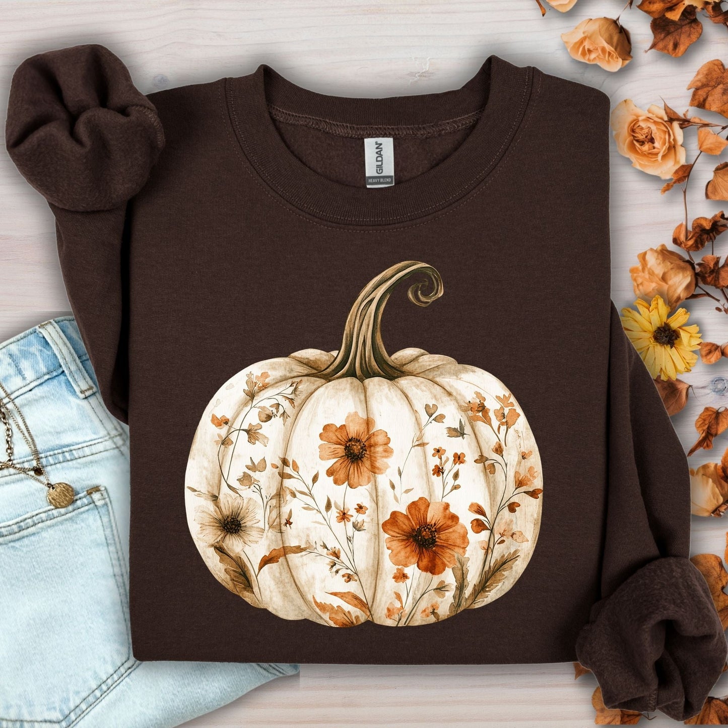 Boho Floral Pumpkin Sweatshirt