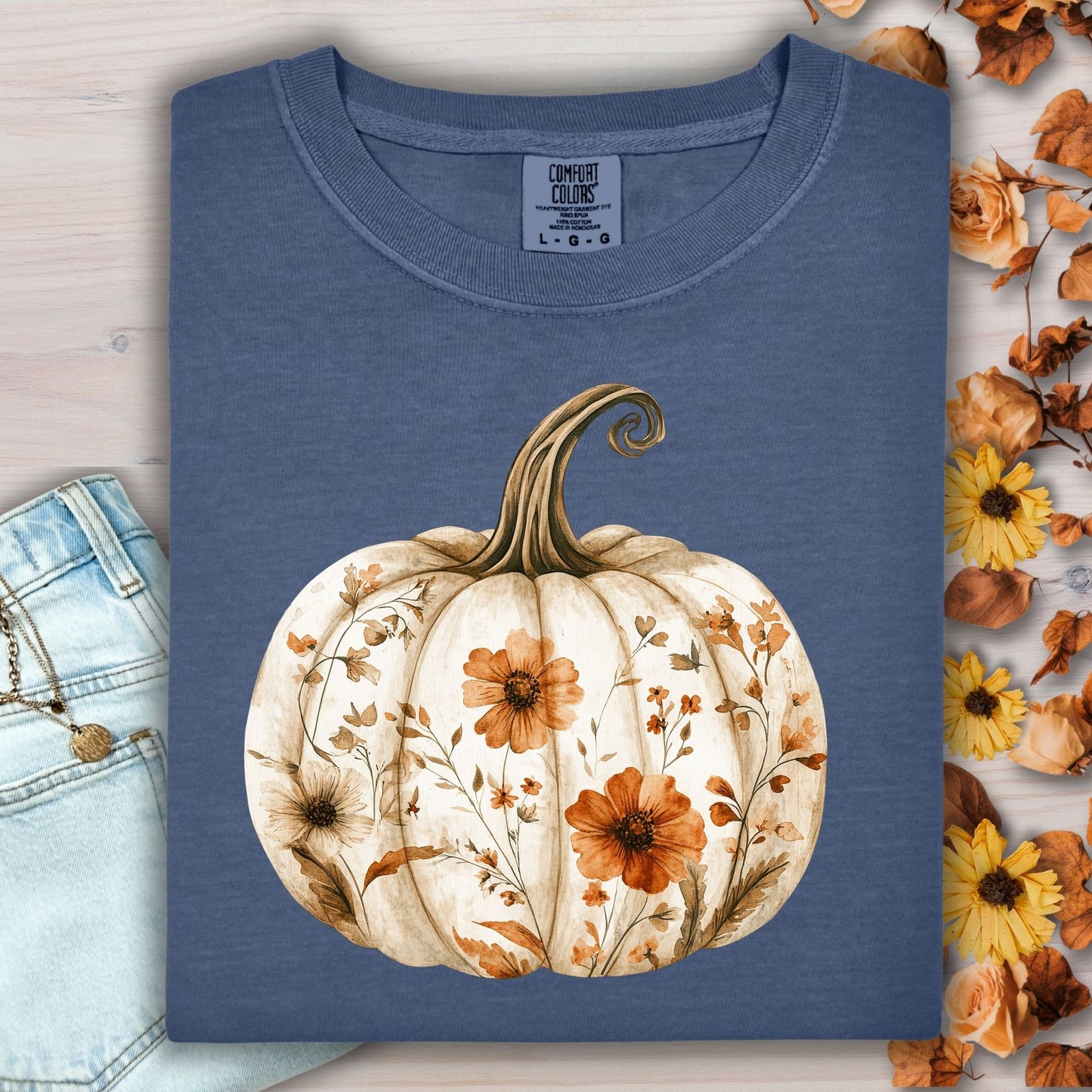 Boho Floral Pumpkin T-Shirt